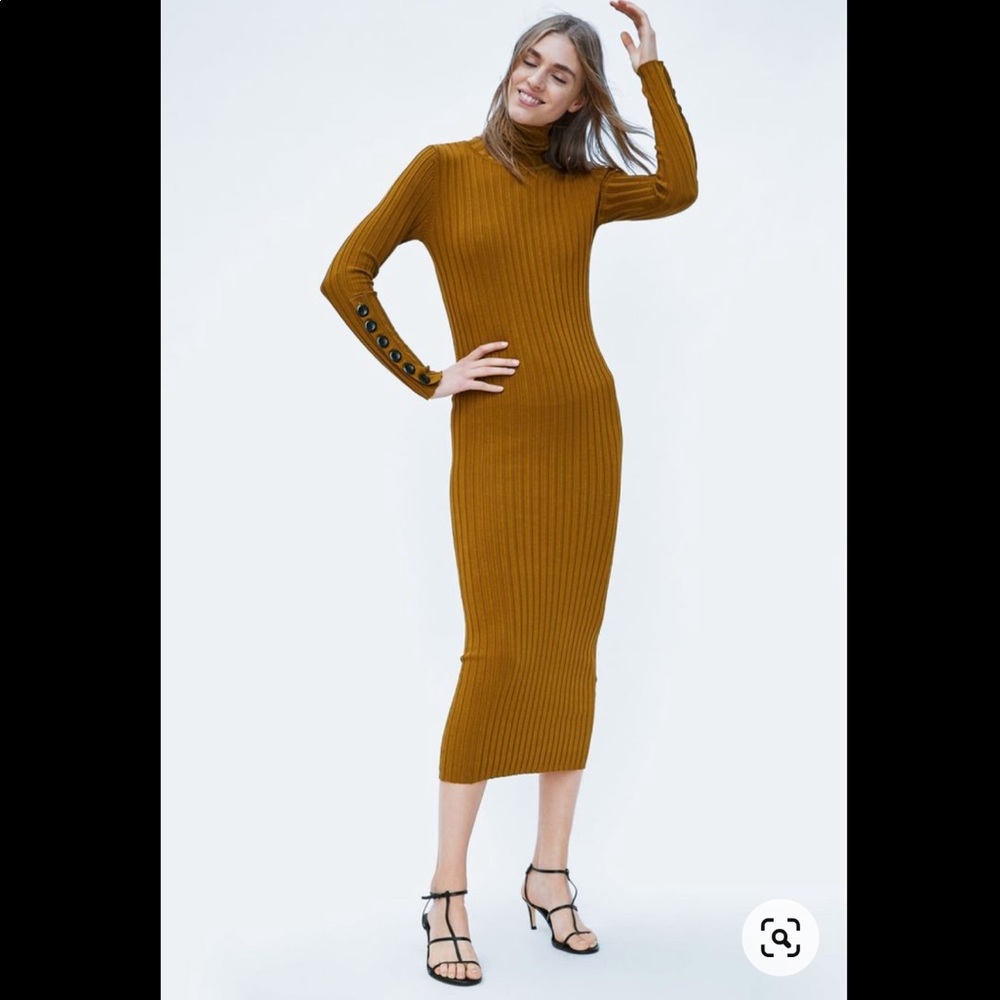Zara Knit Midi Sweater dress with buttons (Size Medium)